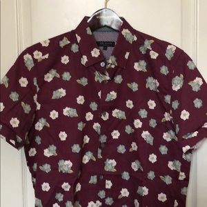 TED BAKER Short Sleeve Floral Shirt Size 3/Small
